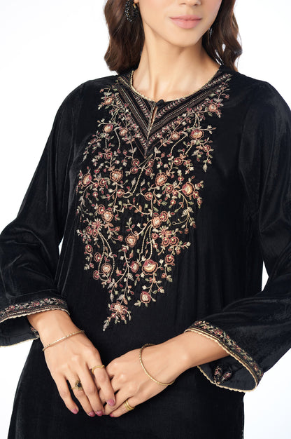 Stitched 1 Piece Velvet Embroidered Shirt