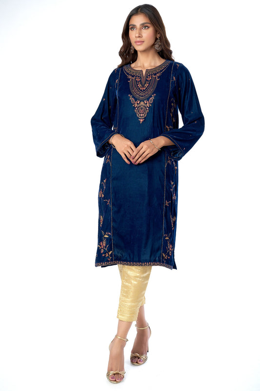 Stitched 1 Piece Velvet Embroidered Shirt