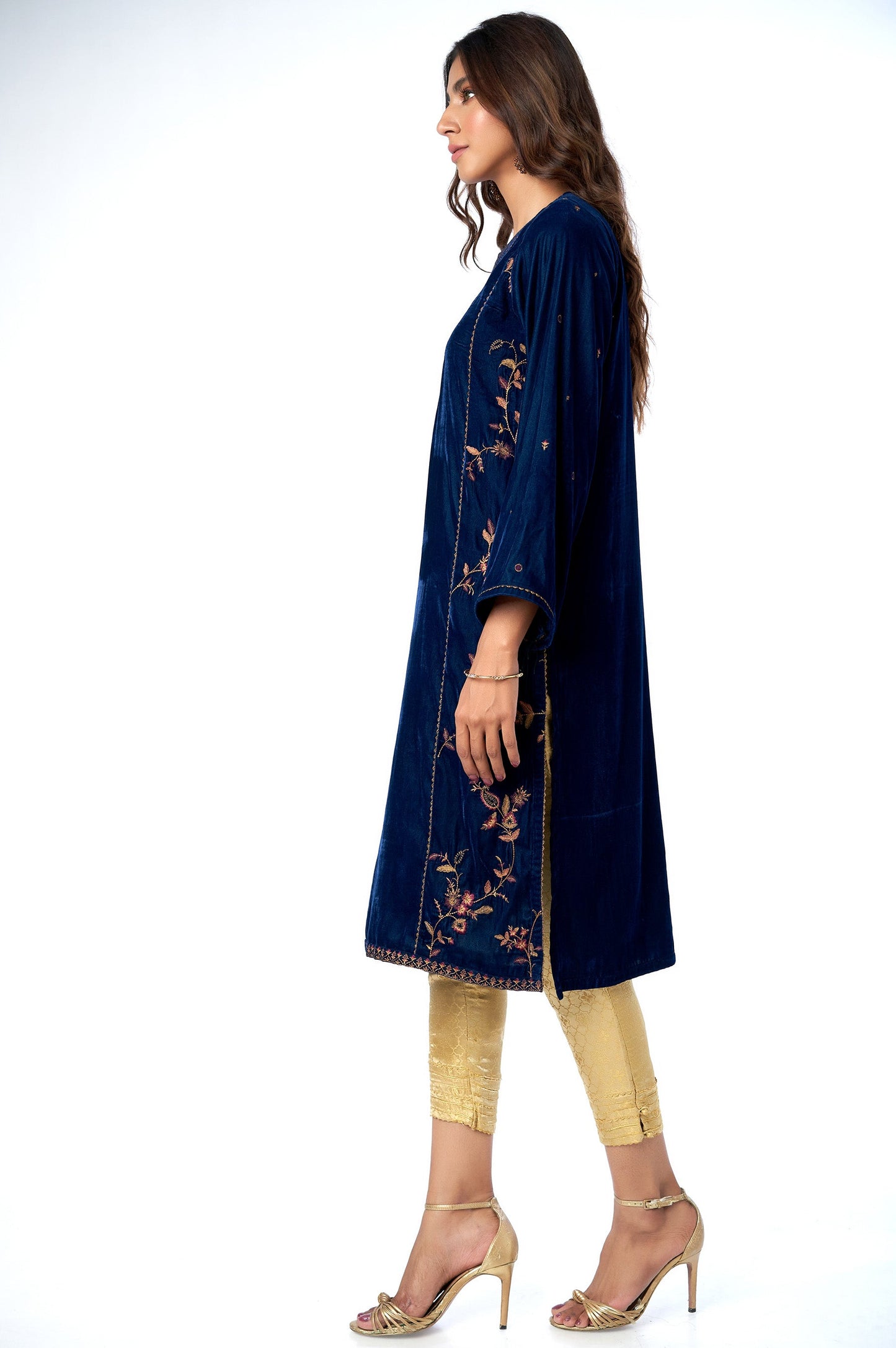 Stitched 1 Piece Velvet Embroidered Shirt