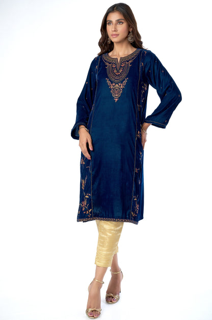 Stitched 1 Piece Velvet Embroidered Shirt