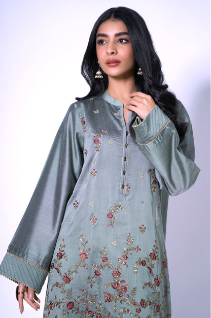 Stitched 1 Piece Cotton Silk Embroidered Shirt