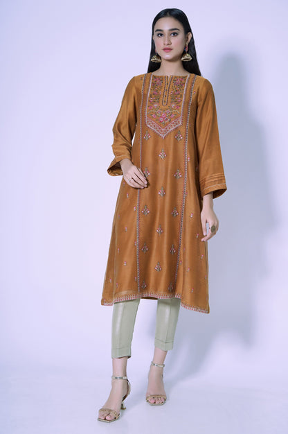 Stitched 1 Piece Paper Cotton Sequin Embroidered Shirt