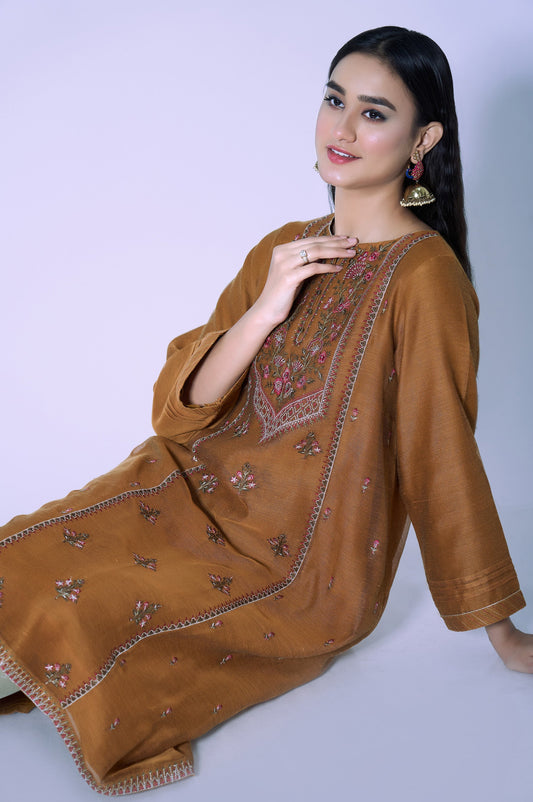 Stitched 1 Piece Paper Cotton Sequin Embroidered Shirt