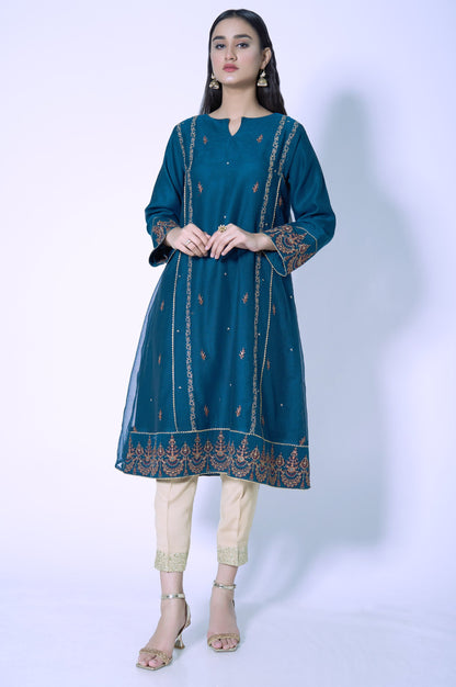 Stitched 1 Piece Khaddi Net Embroidered Shirt