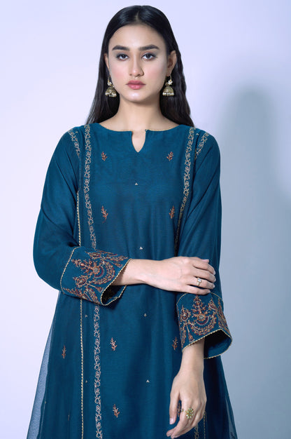 Stitched 1 Piece Khaddi Net Embroidered Shirt