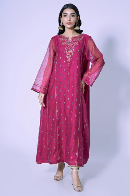 Stitched 1 Piece Khaddi Net Embroidered Shirt