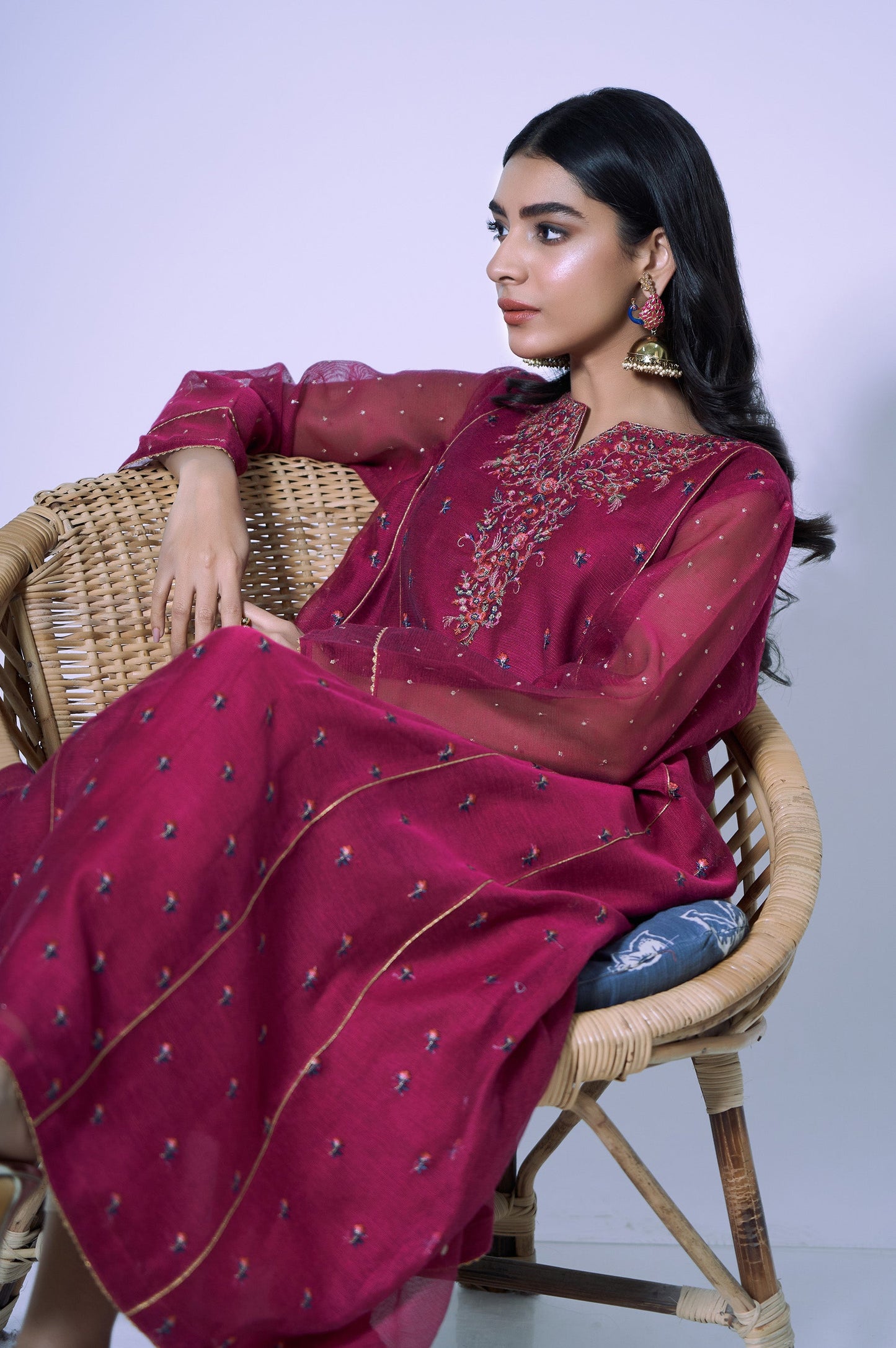Stitched 1 Piece Khaddi Net Embroidered Shirt