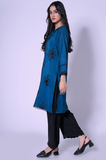 Stitched 1 Piece Paper Cotton Sequin Embroidered Shirt
