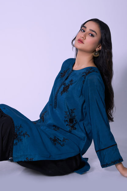 Stitched 1 Piece Paper Cotton Sequin Embroidered Shirt