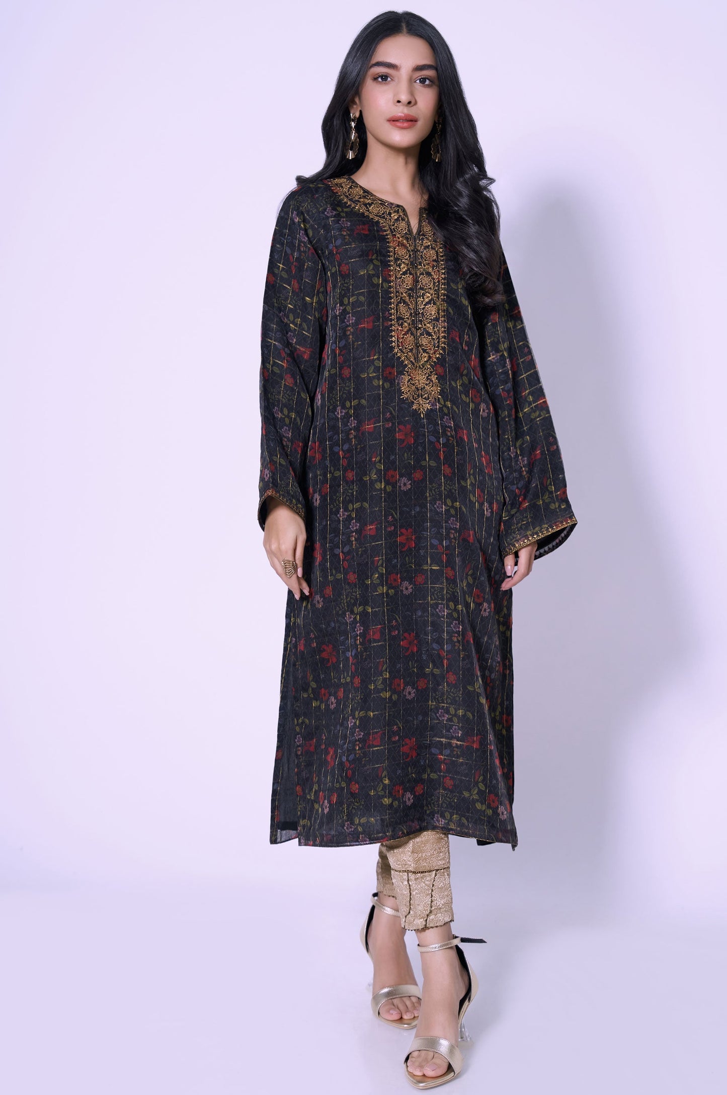 Stitched 1 Piece Printed Organza Embroidered Shirt