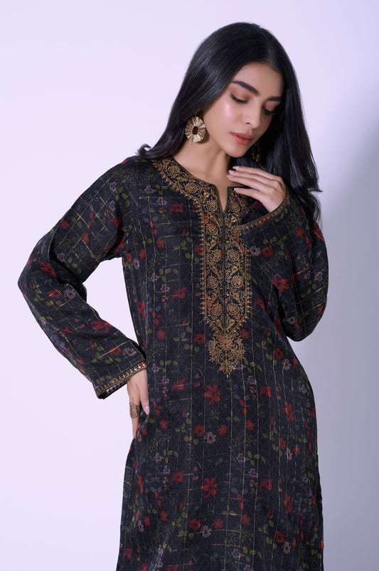 Stitched 1 Piece Printed Organza Embroidered Shirt