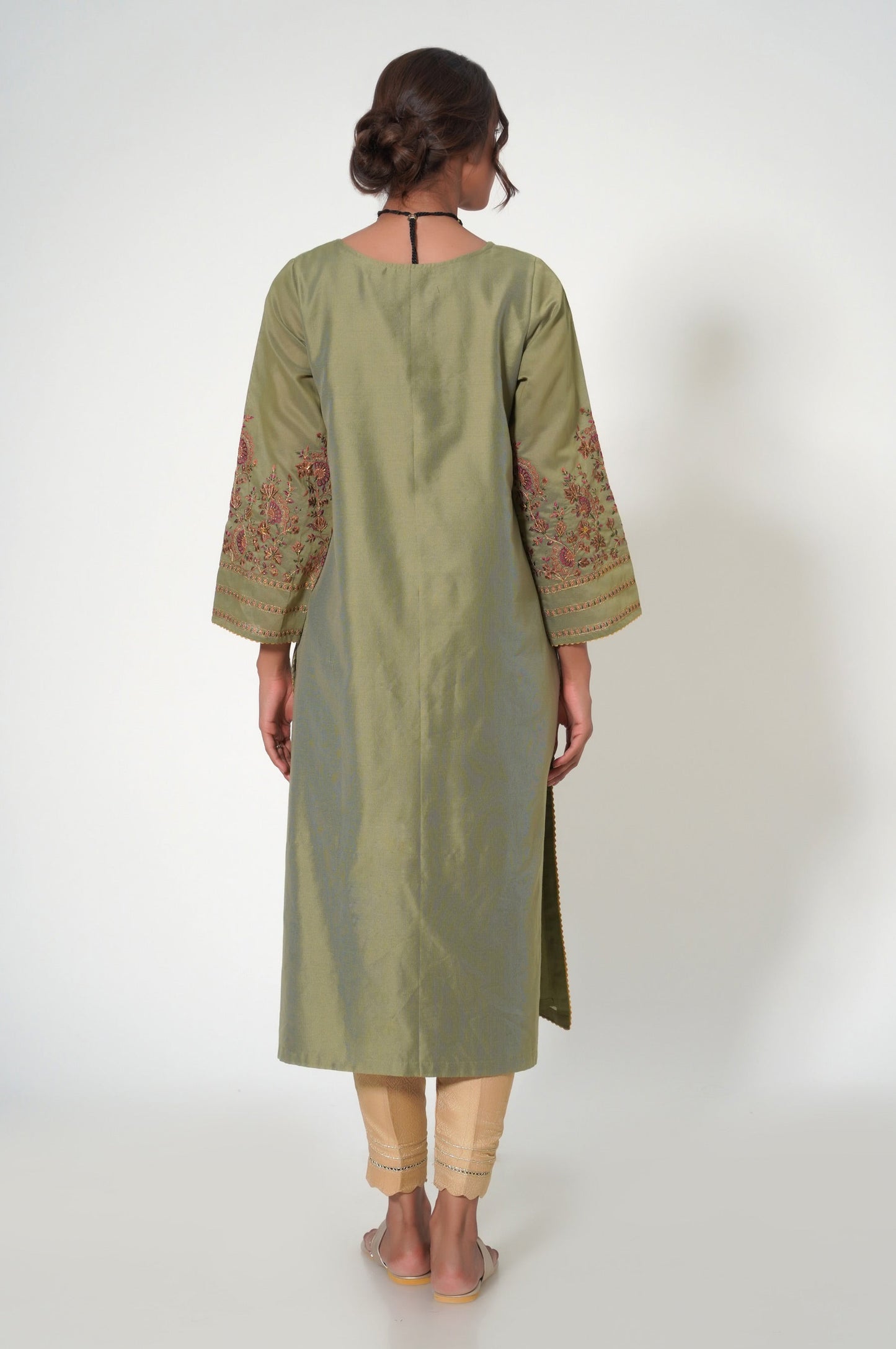 Stitched 1 Piece Cotton Net Embroidered Shirt