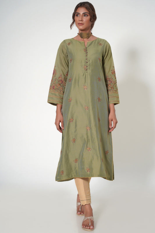 Stitched 1 Piece Cotton Net Embroidered Shirt