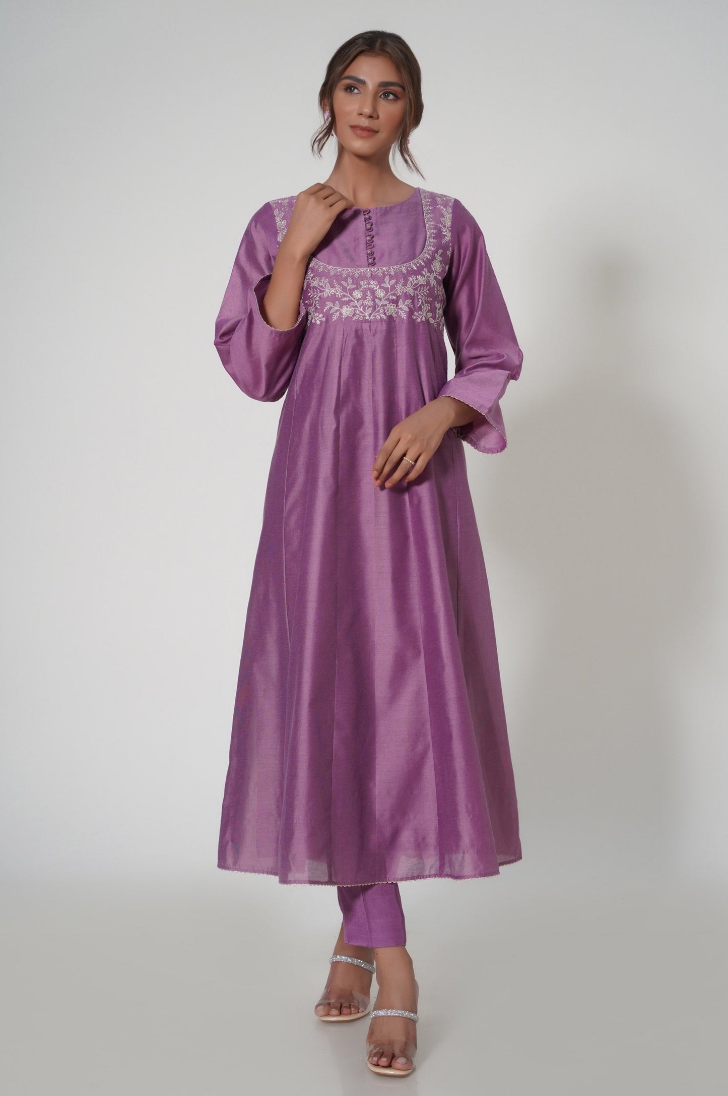 Stitched 1 Piece Cotton Net Embroidered Shirt