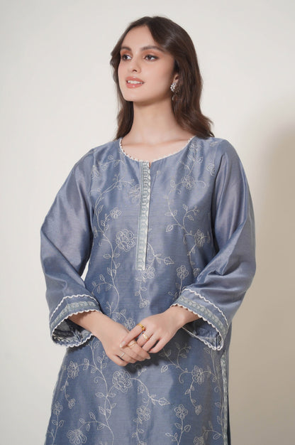 Stitched 1 Piece Embroidered Cotton Net Shirt
