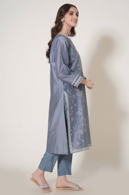 Stitched 1 Piece Embroidered Cotton Net Shirt