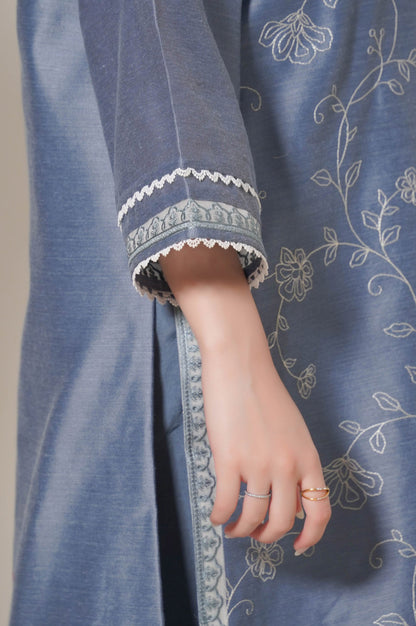 Stitched 1 Piece Embroidered Cotton Net Shirt