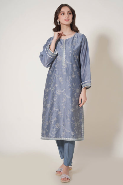 Stitched 1 Piece Embroidered Cotton Net Shirt