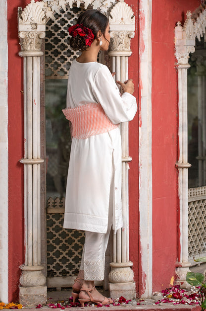 Stitched 2 Piece Embroidered Cotton Silk Suit
