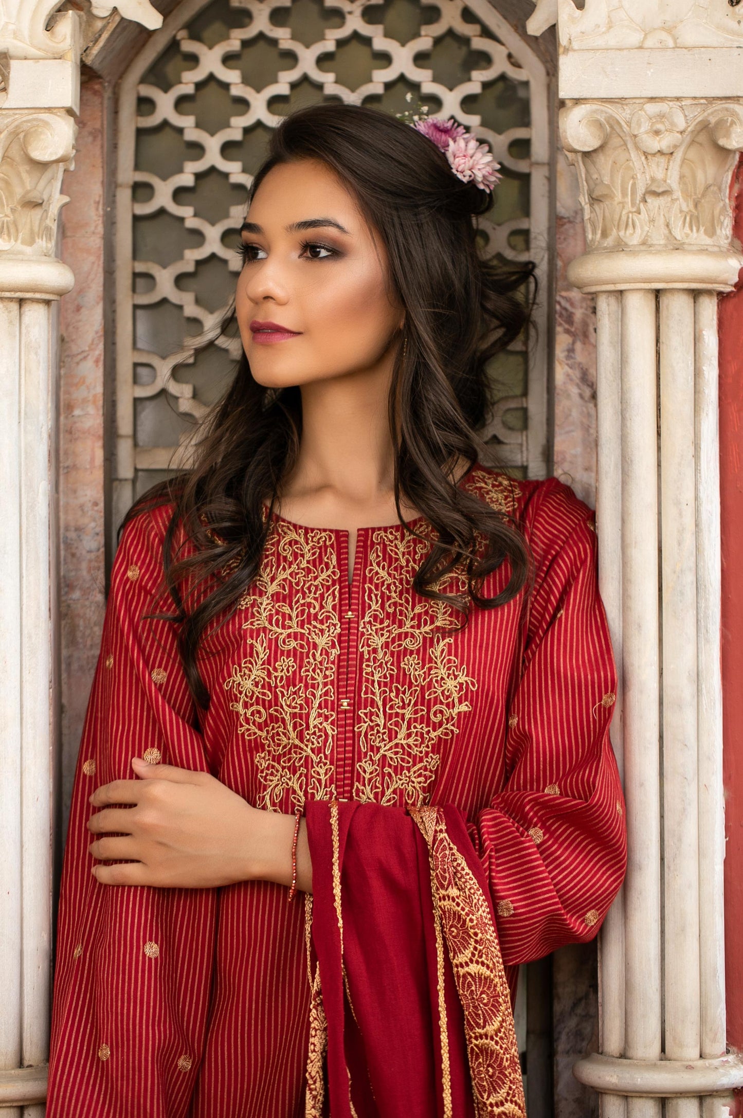 Stitched 2 Piece Cotton Zari Embroidered Suit