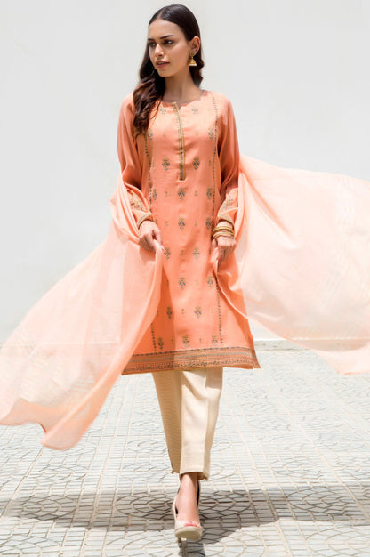 Stitched 2 Piece Kundan Net Embroidered Suit