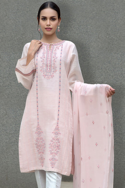 Stitched 2 Piece Slub Net Embroidered Suit