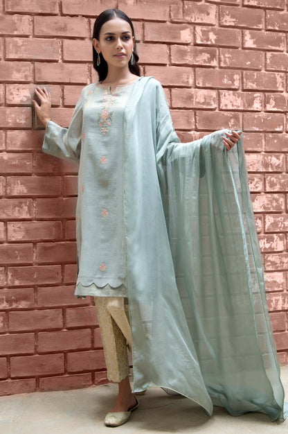 Stitched 2 Piece Kundan Net Embroidered Suit