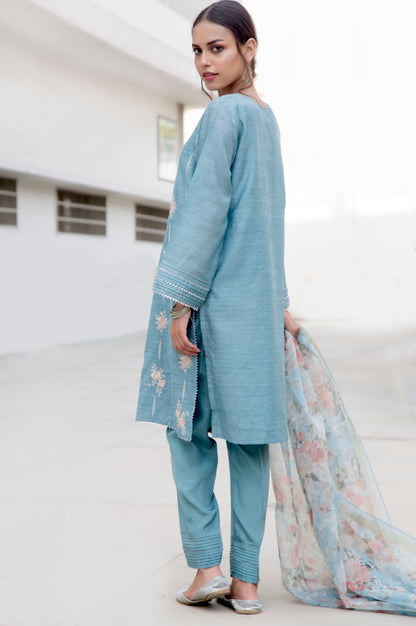 Stitched 2 Piece Slub Raw Silk Embroidered Suit