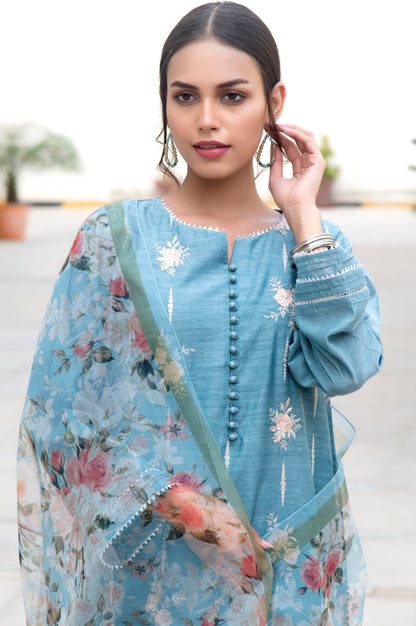 Stitched 2 Piece Slub Raw Silk Embroidered Suit