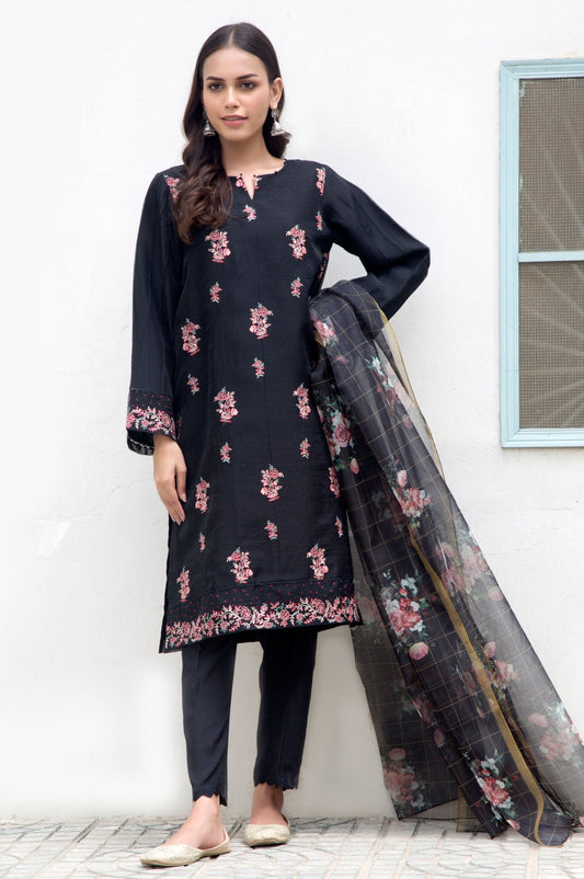 Stitched 2 Piece Organza Embroidered Suit