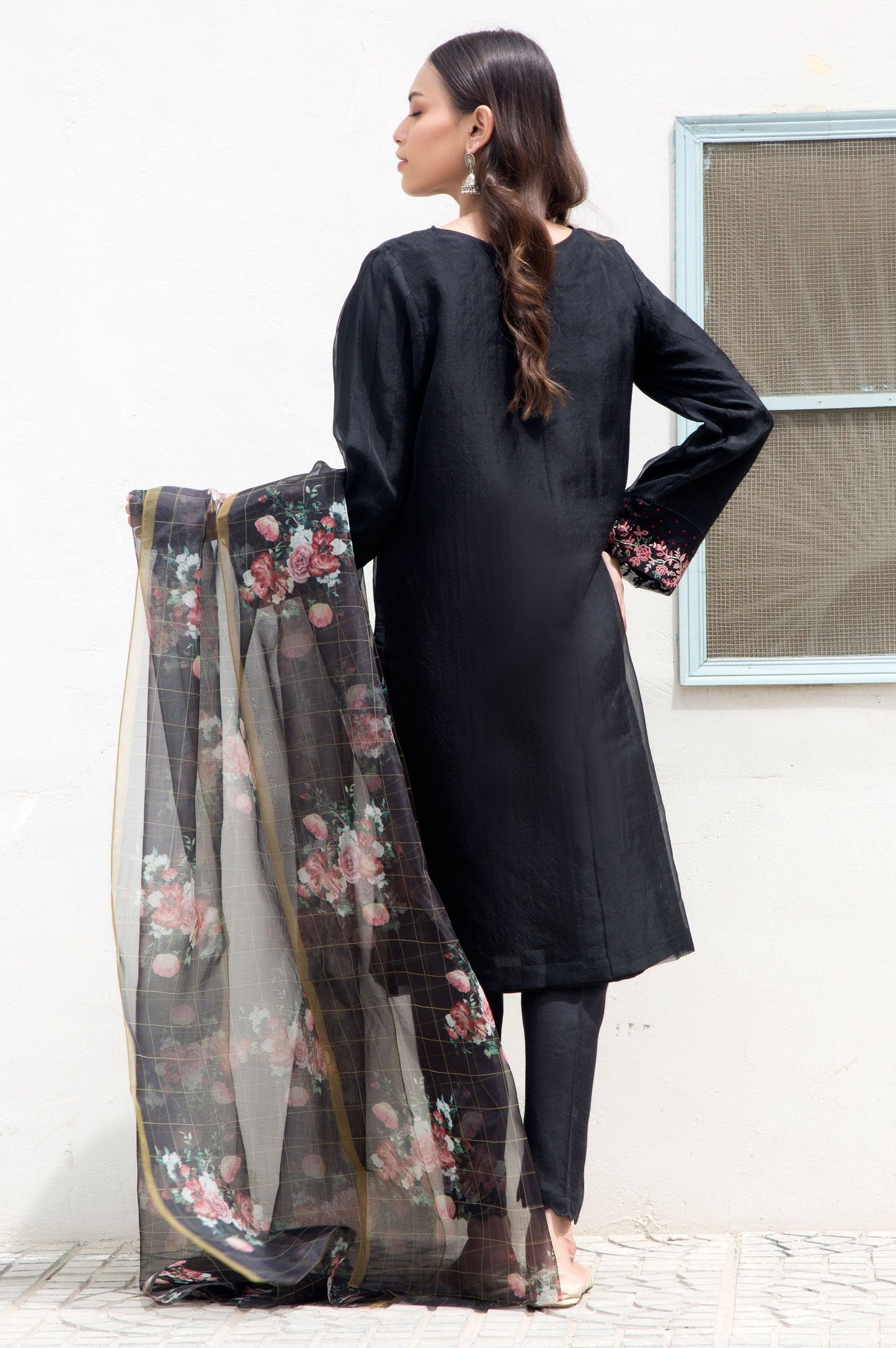 Stitched 2 Piece Organza Embroidered Suit