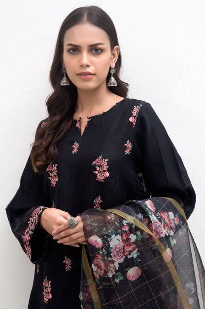 Stitched 2 Piece Organza Embroidered Suit