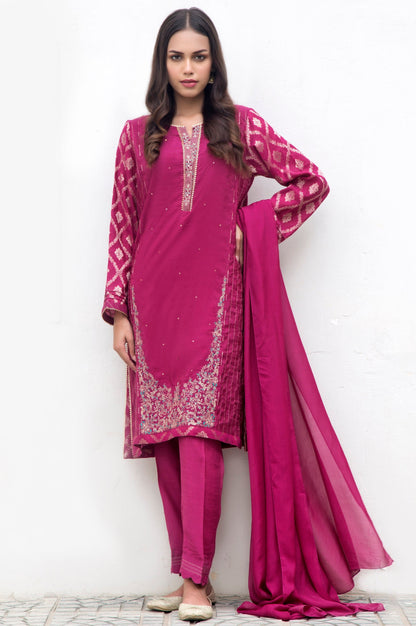 Stitched 2 Piece Jacquard Embroidered Shirt