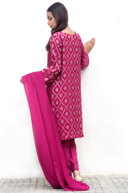 Stitched 2 Piece Jacquard Embroidered Shirt