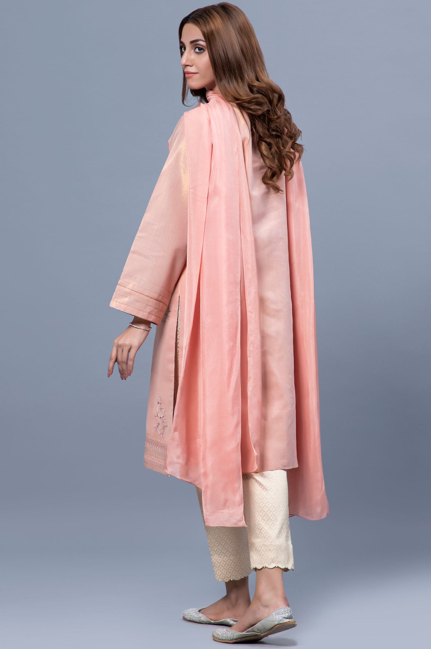 Stitched 2 Piece Mysuri Net Embroidered Suit