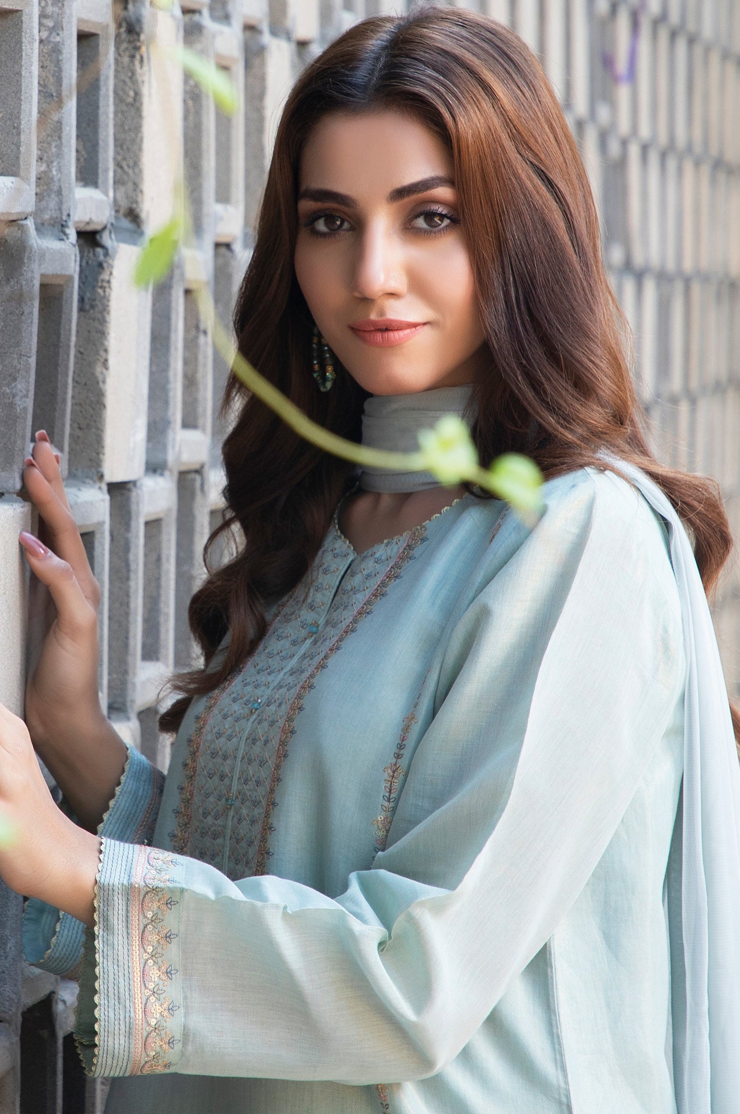 Stitched 2 Piece Mysuri Net Embroidered Suit