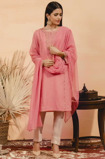 Stitched 2 Piece Striped Karandi Embroidered Suit