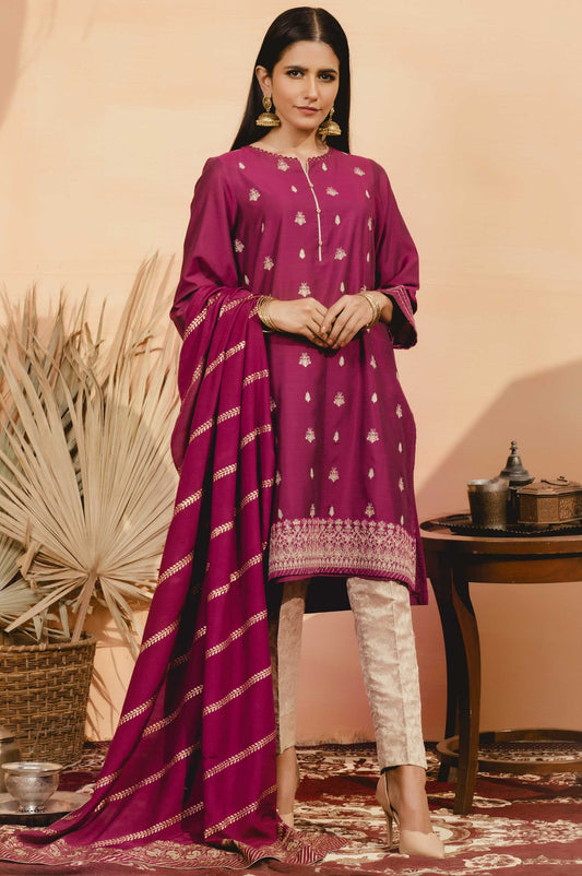 Stitched 2 Piece Raw Silk Embroidered Suit