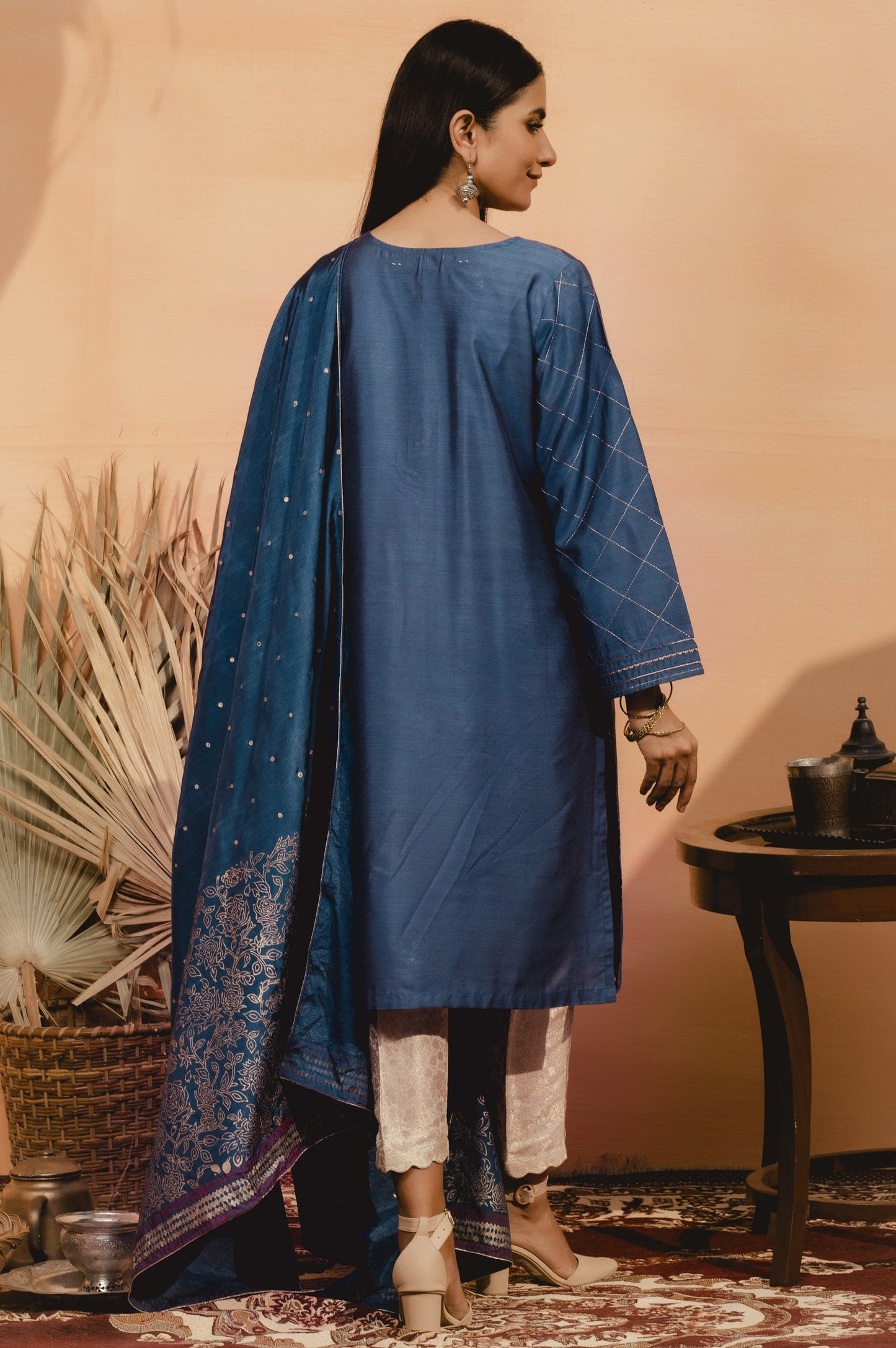 Stitched 2 Piece Raw Silk Embroidered Suit