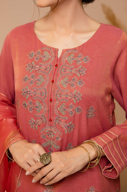 Stitched 2 Piece Zari Khaddi Net Embroidered Suit