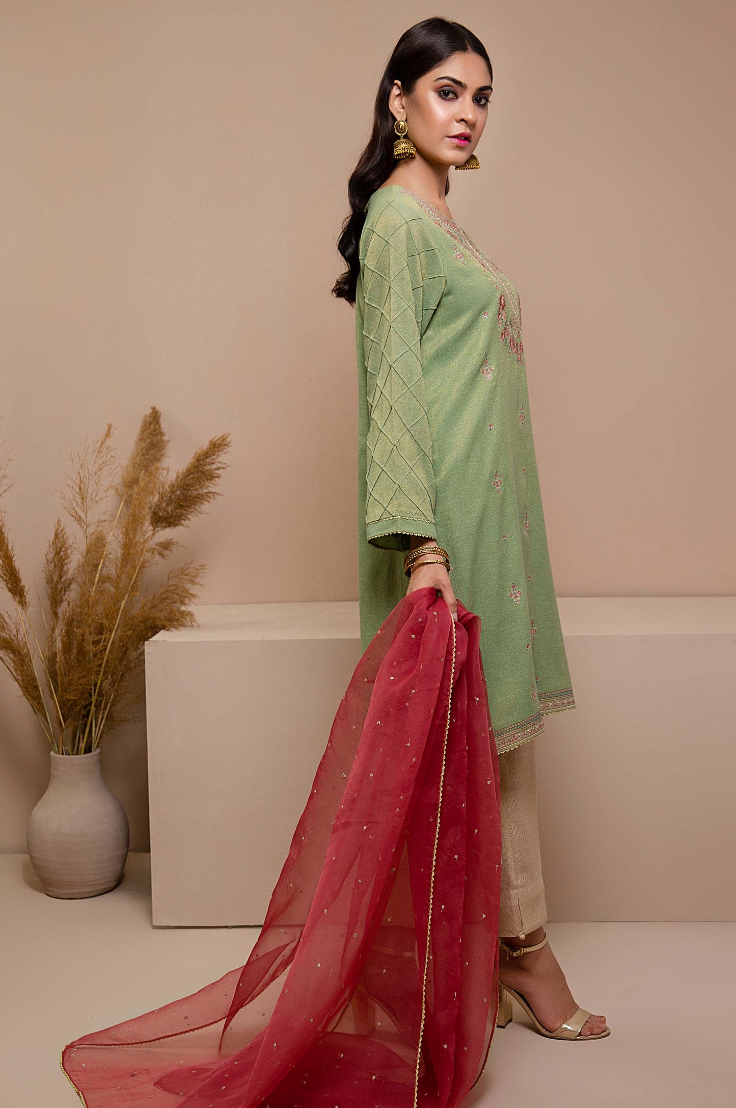 Stitched 2 Piece Zari Khadinet Shirt