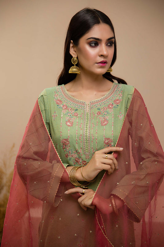 Stitched 2 Piece Zari Khadinet Shirt