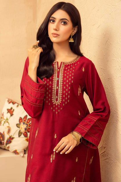 Stitched 2 Piece Cotton Silk Embroidered Suit