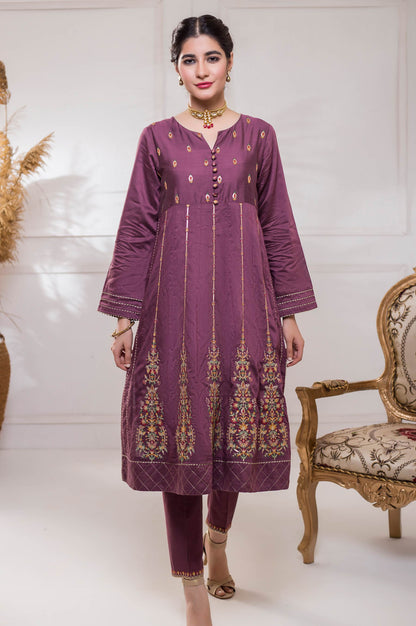 Stitched 2 Piece Cotton Silk Embroidered Suit