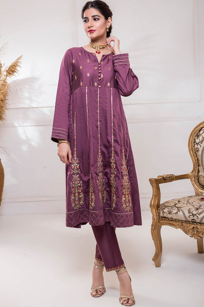 Stitched 2 Piece Cotton Silk Embroidered Suit