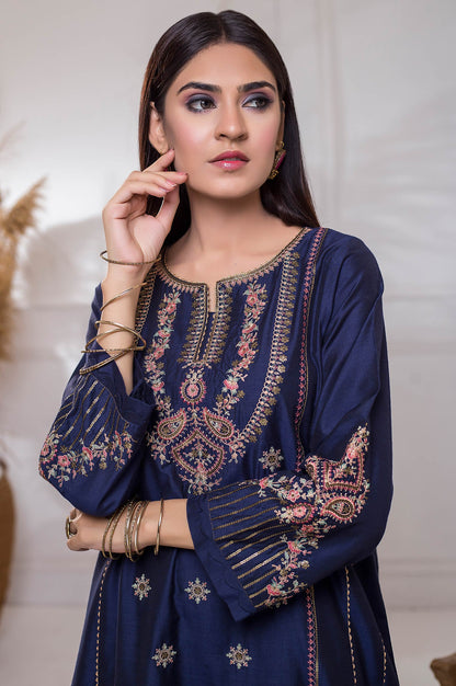 Stitched 2 Piece Cotton Silk Embroidered Suit