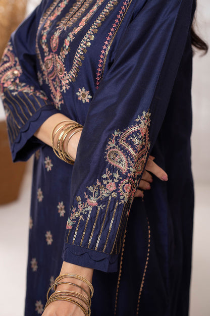 Stitched 2 Piece Cotton Silk Embroidered Suit