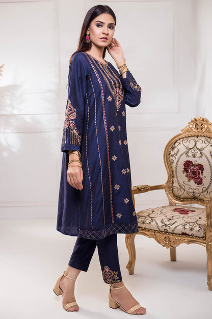 Stitched 2 Piece Cotton Silk Embroidered Suit