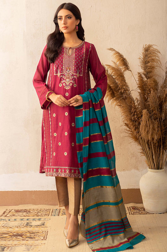 Stitched 2 Piece Plain Staple Embroidered Suit