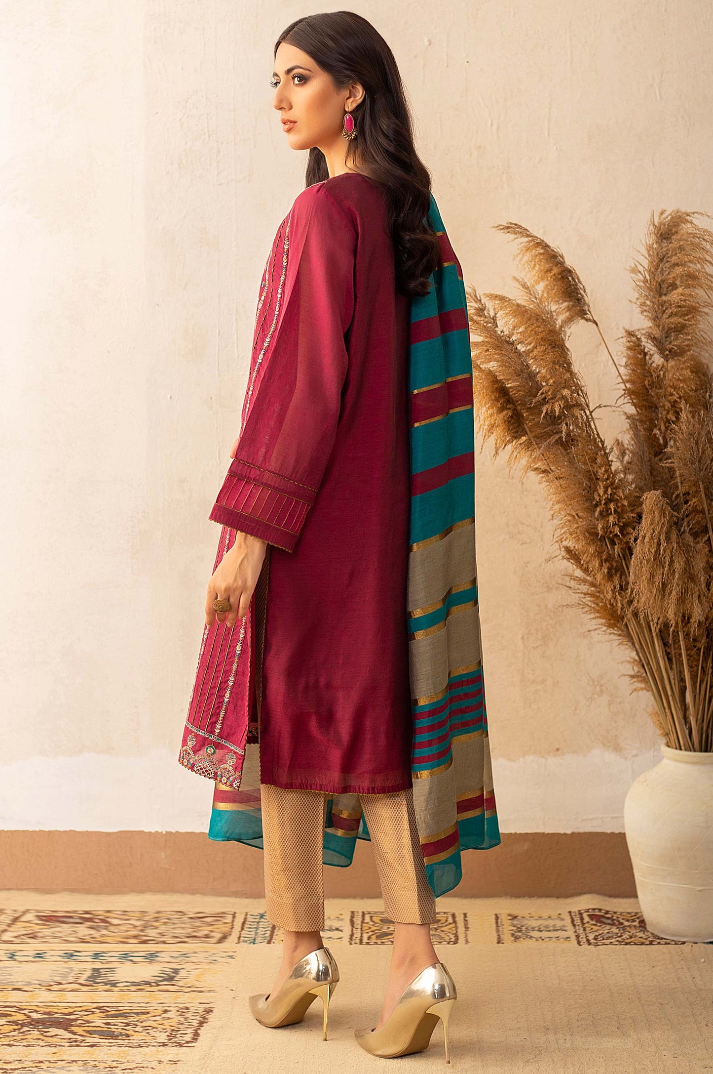 Stitched 2 Piece Plain Staple Embroidered Suit